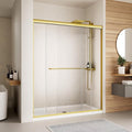 Shower Door,44-48" W x 70" H Semi-Frameless Double Sliding Glass Shower Door with 1/4'' (6mm) Clear SGCC Tempered Glass,Bypass Shower Enclosure,Brush Gold