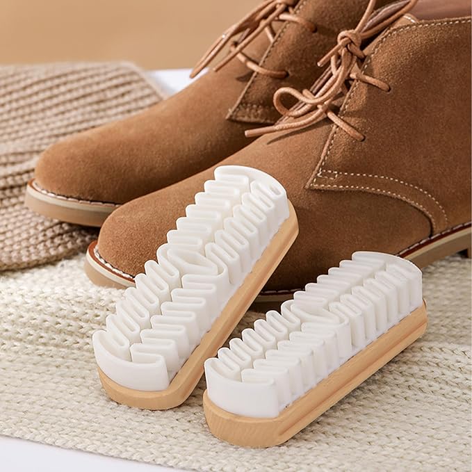 2Pcs Suede Brush for Shoes, Rubber Shoe Brush Cleaner with Soft Bristle Brush,Suede Eraser for The Care and Cleaning of Shoes, Bags, Coats, and Suede Accessories