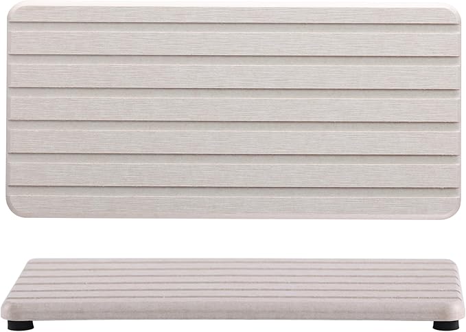 2 PCS Water Absorbent diatomite Coasters, 8.3" x 4" Water Absorbing Stone Tray for Sink, Stone Drying mat for Kitchen Counter, Stone soap Tray Used for Hand Soaps & toiletries & Plants