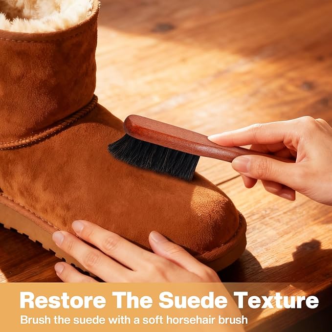 2 Pcs Suede Shoe Brush Nubuck Leather Cleaner Shoes Shine Dauber Crepe Applicators Set with Cleaning Eraser Cloth(Detailing Brush with Eraser)