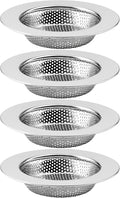 4-Pack Kitchen Sink Drain Strainer, Sturdy Stainless Steel, for Most Kitchen Sink, Effectively Catches Food Particles to Keep Drain Cleanliness, Ease of Cleaning, Outer Diameter 4.5 Inch