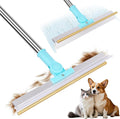 Carpet Rake for Pet Hair Removal, 2 in 1 Pet Hair Remover Tool with Squeegee, Durable Sturdy Dog Cat Hair Rake, 60‘’ Adjustable Handle, 12'' Wide Rake Scraper Carpet Broom for Carpet Rug Mat Cleaning