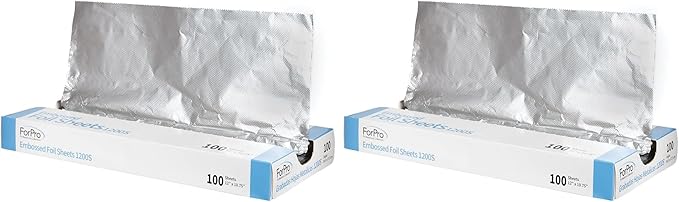 ForPro Professional Collection Embossed Foil Sheets 1200S, Aluminum Foil, Pop-Up Dispenser, for Hair Color Application and Highlighting Services, Food Safe, 12” W x 10.75” L, 100-Count (Pack of 2)