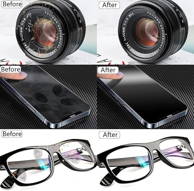 30-Pcs Eyeglasses Cleaning Cloths (15 Black + 15 Gray) - Premium Lens Cleaning Cloth for Glasses, Phone Screens, Camera Lenses - 7" x 6" (18x15cm) - Reusable, Scratch-Free