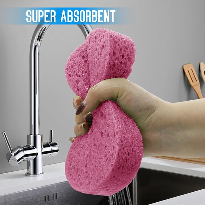 3PCS Car Wash Sponge, Heavy Duty Car Sponges for Washing, Car Accessories Large Sponges for Cleaning, Automotive Cleaning Supplies, Eco Friendly Sponge (7.68 x 3.74 x 1.38 Inch), Pink