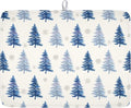 Winter Dish Drying Mat 16 x 18 Inch Blue Tree Dish Drying Pad Absorbent Microfiber Mats for Snowflake Dish Rack Pad for Holiday Kitchen Counter Coffee Bar Decor