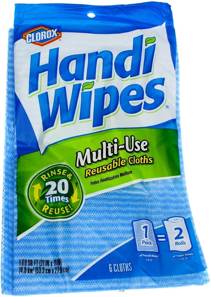 Clorox Handi Wipes Multi-Use Reusable Cleaning Cloths 21" X 11" 6 Count (Pack of 4)