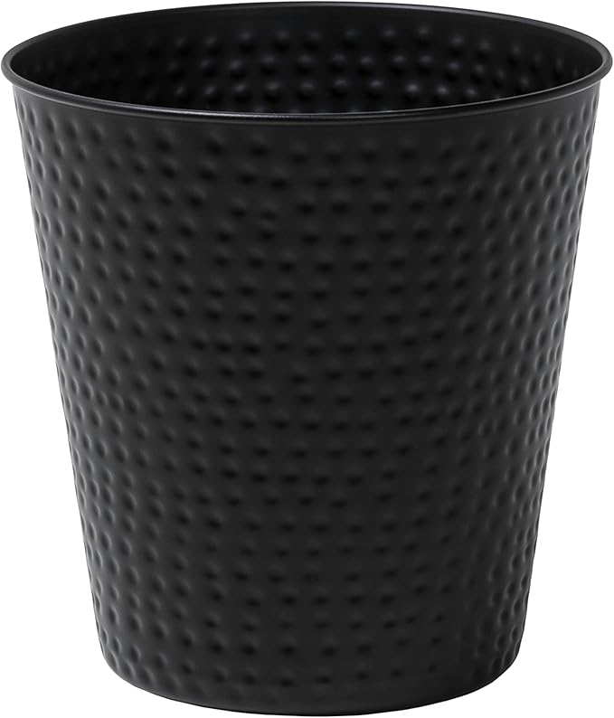 happimess HPM1110A Axel Modern Minimalist Hammered Steel 2-Gallon Wastebasket for Home, Bathroom, Living Room, Office, Bedroom, Kitchen, Matte Black