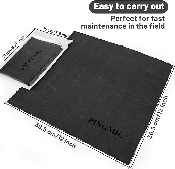PINGMIC 12 ''×12 '' Silicon Gun Cloth and Gun Cleaning Cloths, for Firearm Cleaning and Polishing - Lint-Free Gray Cloth