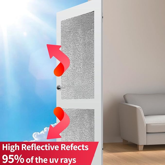 2.9 MM Reflective 48" X 10' Double-Sided Aluminium Insulation Foam Blanket Barrier, Thermal Shield Self Adhesive Pads for RV Window Garage Door Summer Heat