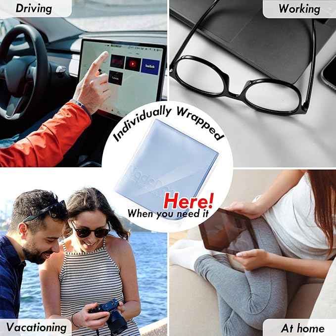 Nadadora Individually Wrapped Premium Microfiber Glasses Cleaning Cloths,20 Pack,Extra Thick,Soft and Dense for Eyeglasses,Sunglasses,Camera,Jewelry,Phone,Lense,Screen,LCD,Reusable and Washable,6"X7"