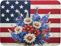 4th of July Patriotic Flower Dish Drying Mat for Kitchen Counter,American Flag Independence Day Drying Mat 18 x 24 Inch with High Absorbent Microfiber Drainer Mat for Coffee Bar