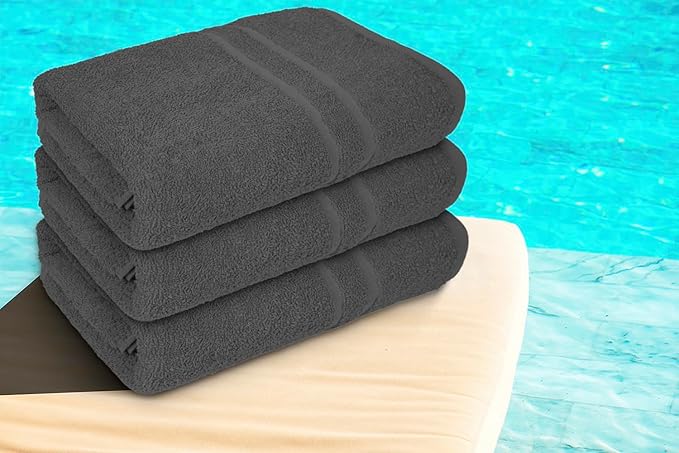 Basic Medium Bath Towels 24x48 Inches – Pack of 6 – Grey Color – Soft and Absorbent Multipurpose Cotton Towels for Bathroom, Spa, Gym, Salon, Hotel, Clinics and Everyday Use