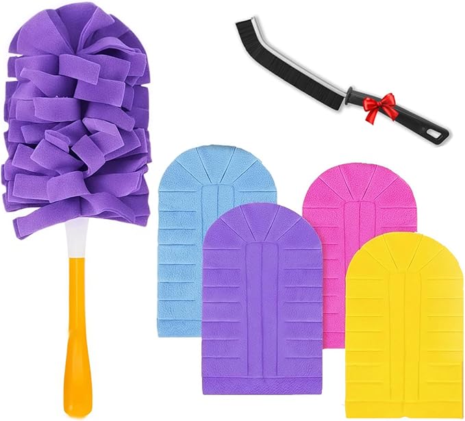 2026 New 360° Electrostatic Duster Refills - Washable & Reusable, High-Density Microfiber, Fits Most Standard Duster Handles, for Home Office Car High Adsorption Duster (1 Handle + 4 Refills)