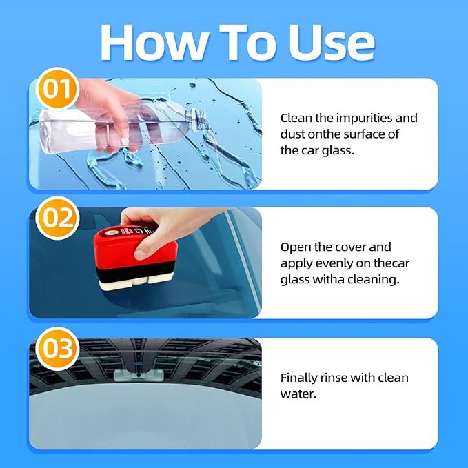 Automotive Oil Film Cleaning Brush, 2025 Oil Film Cleaning Brush for Car Windows, Windshield Cleaner, Glass Cleaning Board, Improves Clarity and Visibility