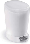 simplehuman 6 Liter / 1.6 Gallon Compact Plastic Round Bathroom Step Trash Can, White Plastic