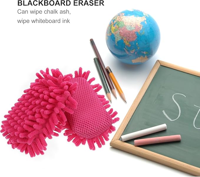 Pink Microfiber Whiteboard Eraser - Washable Dry Erase Sponge Mitt for Chalkboards, Markers, Classroom, Office, and Car Cleaning | Reusable Eraser for Whiteboards, Refrigerators, and Home Use（1 Pack ）