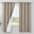 YoungsTex Taupe Linen Blackout Curtains for Bedroom 63 Inches Long, Tan Burlap Thermal Insulated Drapes Room Darkening with Grommet for Living Room Window, 2 Panels, 52 X 63 Inch