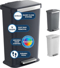 iTouchless SoftStep 13.2 Gal / 50L Step Pedal Kitchen Trash Can with Odor Filter, Stainless Steel Trim Dent-Proof Durable Construction, Garbage Bin with Lid for Home Office, Bedroom, Black Plastic