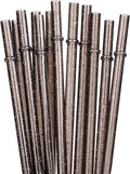 DAKOUFISH 11 Inch Long Glitter Black Reusable Tritan Replacement Drinking Straws for 16 oz & 24 oz Mason Jar,Tumblers, Set of 12 with Cleaning Brush (11inch, Glitter Black)