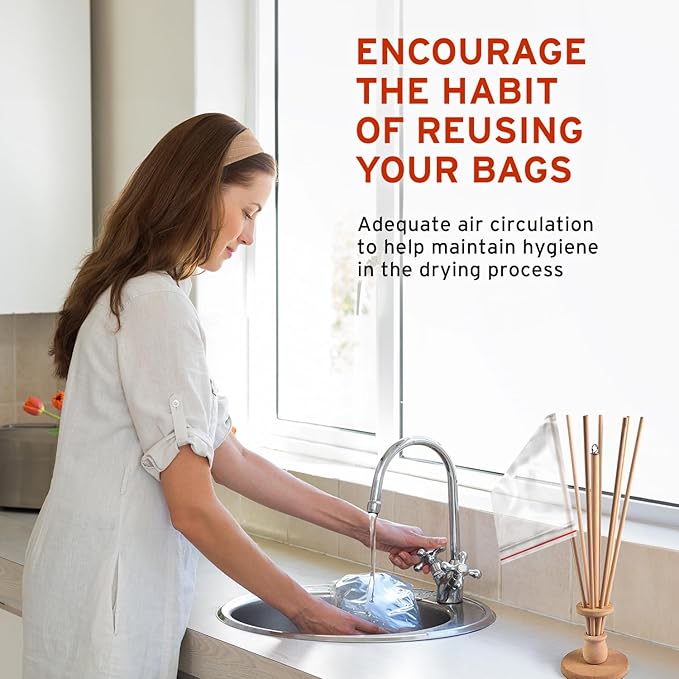 Plastic Bag and Bottle Dryer - Patented; Multi-Purpose Drying Rack Saves Money and the Planet. Folds for Easy Storage