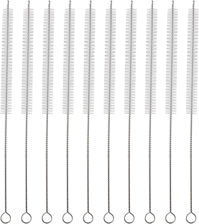 Straw Cleaner Brush Kit 10 pcs, 8 inche Extra Long Sizes of Straw Brushes for 40/30/20/14 oz Stanley Mug, Water Bottle, Sippy Cups, Pipes, Stainless Steel Drinking Straws, Tubes