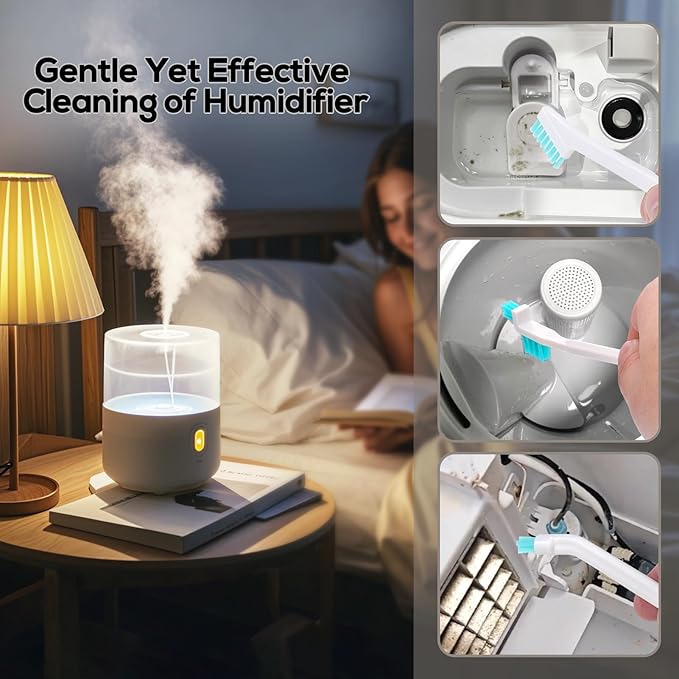 XANGNIER 11 Pcs Humidifier Cleaner Brush Set – Small Detail Cleaning Brushes for Crevices, Gaps, Corners, Keyboard, Bottle, Tiles, and Tight Spaces – Household & Travel Cleaning Tools