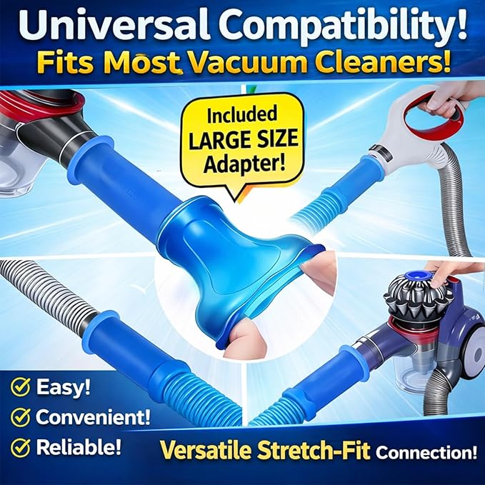 2026 Upgraded Dryer Vent Cleaning Kit for Vacuum, Universal Dryer Lint Vacuum Attachment with Long Flexible Hose & Brush, Dryer Lint Vac Attachment for Quick Lint Removal, for Vacuum Cleaners (Black)