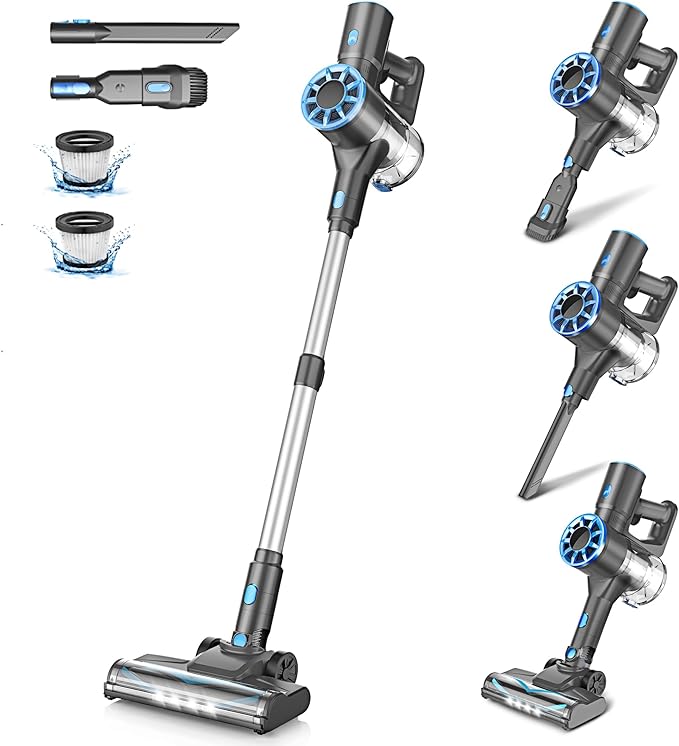 Vazone Cordless Stick Vacuum Cleaner with Self-Standing, 8-in-1 Vacuum Cleaners for Home, Lightweight Powerful Vacuum with LED Screen, Rechargeable Vacuum for Carpet, Pet Hair, Hardwood Floors