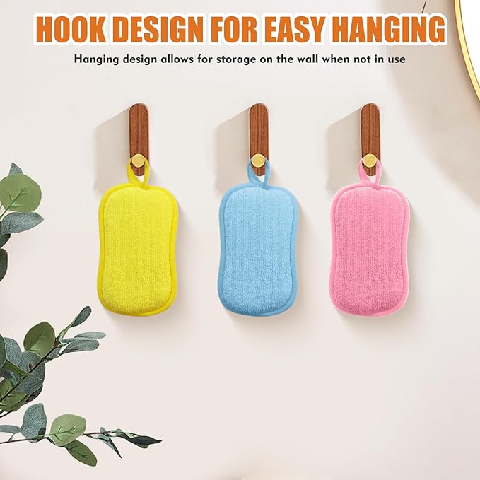 5 PCS Sponges, Non-Scratch Dish Sponge for Kitchen Household Bathroom Cleaning, Multicolour Dual Sided Kitchen Sponges Reusable Microfiber