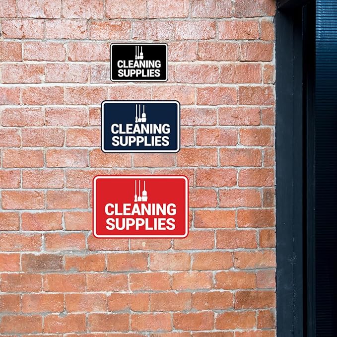 Signs ByLITA Classic Framed Cleaning Supplies Sign (Blue) - Medium 2 Pack