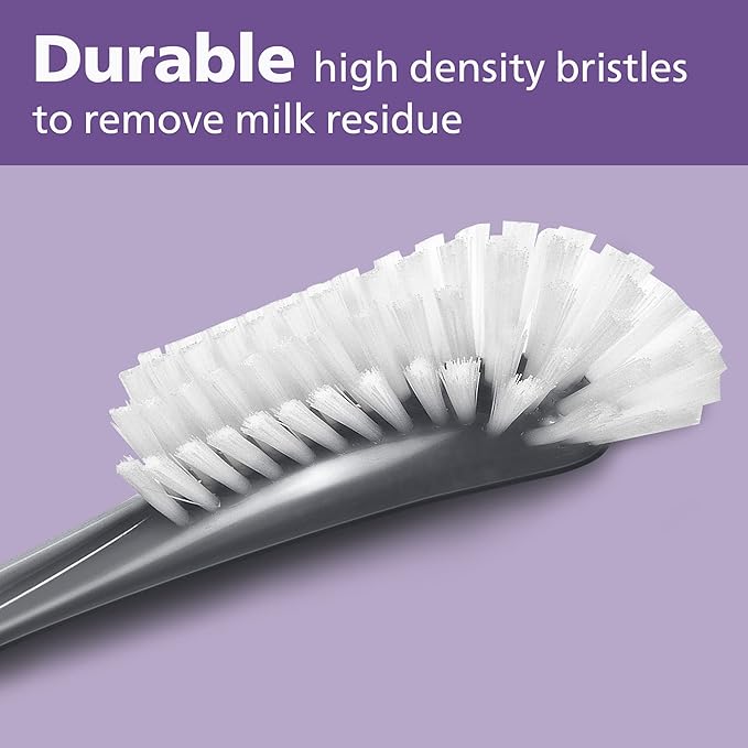Philips AVENT Baby Bottle Brush | Nipple Cleaning | Grey | Pack of 2 | SCF145/18