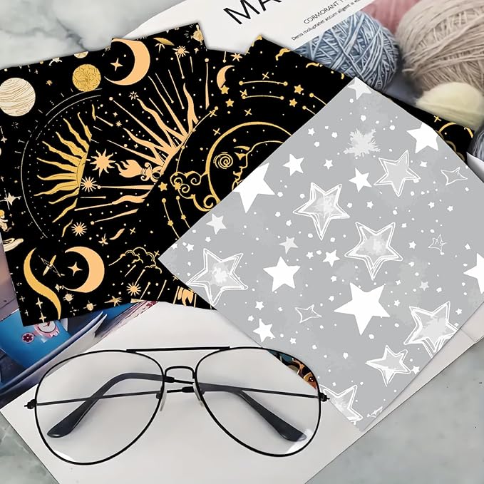 CREATCABIN 6 Packs Thickened Glasses Cleaning Cloth Elegant Flower Design