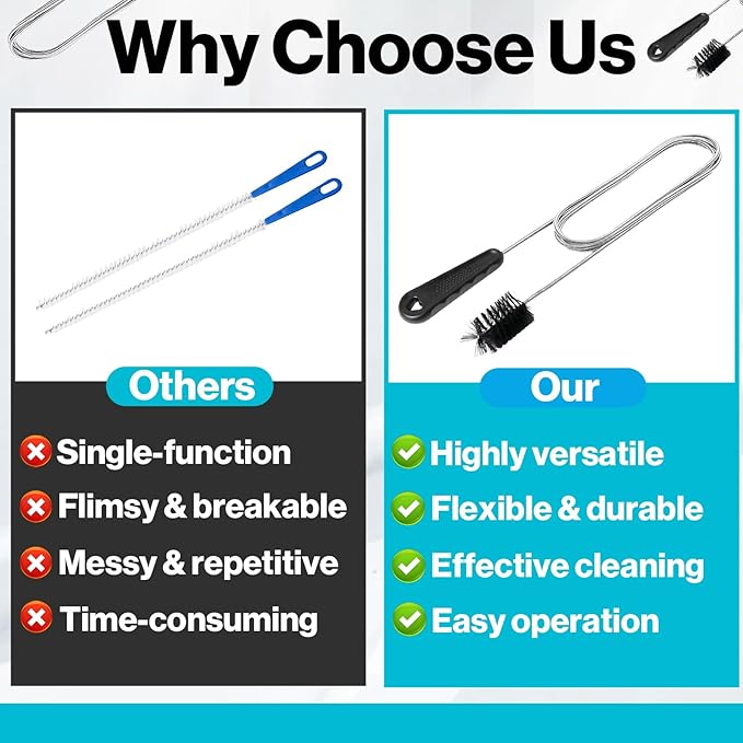 48 Inches Flexible Long Sink Drainage Tool - Sink Blockage Remover - AC Drain Line Cleaner Tool - Reach Tough Clogs Effortlessly