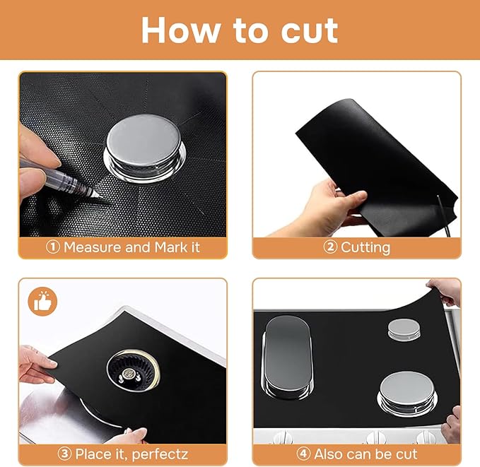 Guards for Gas Stove Top Protector Covers 0.3mm Cuttable,Heat Resistance Burner Covers Stove Mat Protector，Safe Reusable Easy Cleanable Gas Guards Stove Covers for Gas Stove