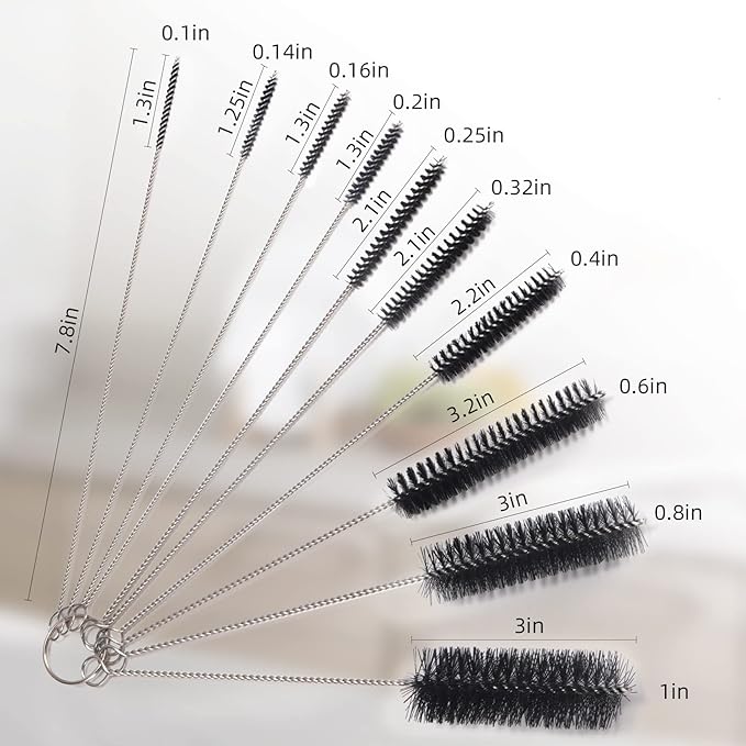 Annhua 10 Pcs Tube Cleaning Brushes Kit Straw Cleaning Kit Metal Pipe Brush Cleaner, Lab Cleaning Brushes Wire Bottle Brush for Lab Tube, Auto Parts, Bottles and Pipes, 10 Sizes
