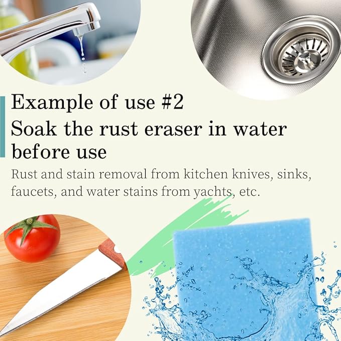 Rust Eraser for Knives Kitchen Stoves Wood Finish and Bicycles Multi Purpouse Cleaning Rubber Eraser Remover Dirt Stains (Coarse) Made in Japan, Set of 2