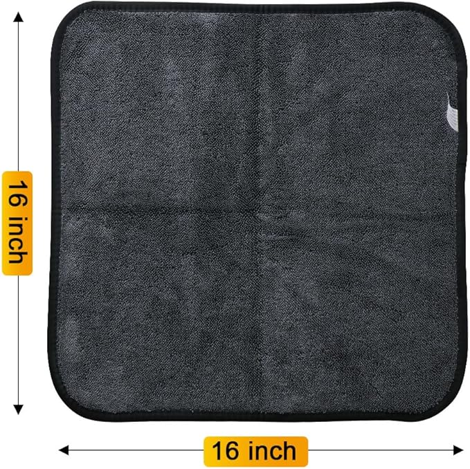 GLIMGLINT 3-Pack Microfiber Towels for Car (16"x16", 600GSM), Ultra Absorbent Cleaning Cloth, Non-Scratch & Streak-Free for Cars, Trucks, Motorcycles
