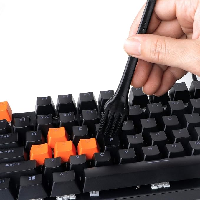 Keycap Puller Switch Puller Stainless Steel Keycap Removal Tool with 2 Pcs Keyboard Cleaning Brush for Mechanical Keyboard