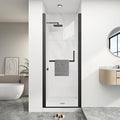 KPUY Pivot Shower Door, 26-28" W x 72" H Frameless Single Swing Glass Shower Door with Explosion-Proof Film Nano Coating, 1/4" (6mm) Thick Tempered Clear Glass, Matte Black