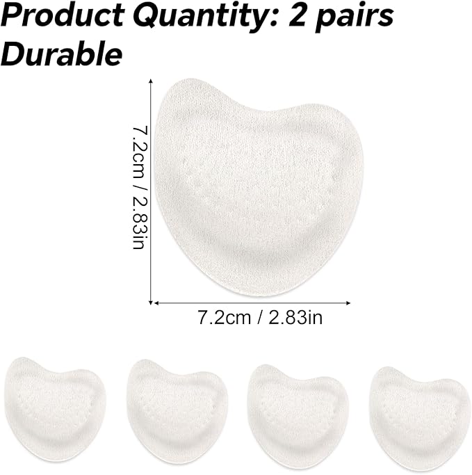 2 Pairs Metatarsal Pads, Breathable Ball of Foot Cushions Microfiber Leather and Sponge Forefoot Support Pads for Women Men Heels All-Day Comfort