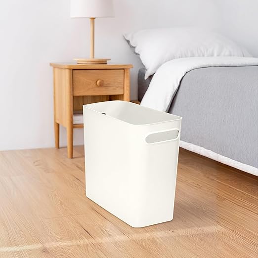 Platic Trash Can - Small Waste basketbin - 1.8 Gallon- for Office,Home,Bathroom,Kitchen - White