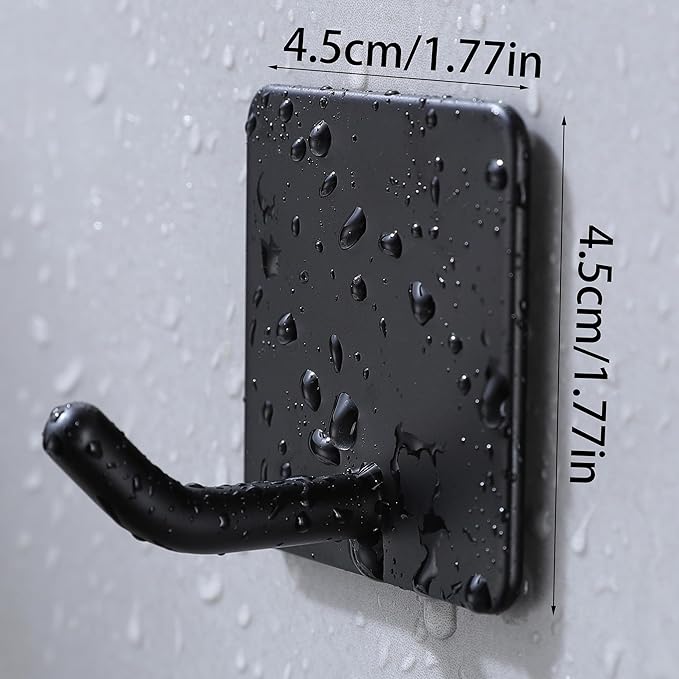 YIGII Adhesive Wall Hooks, Sticky on Hooks No Damage Towel Hooks Heavy Duty Stainless Steel, 8 Pack Matte Black