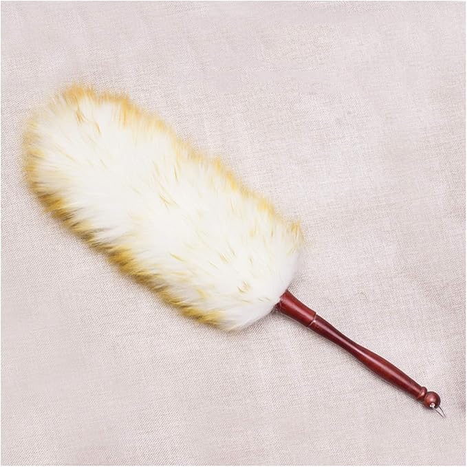 Household Lambswool Duster, Multifunction Wool Duster with Comfortable Handle, Lambswool Duster for Cleaning Keyboard and Furniture(B)