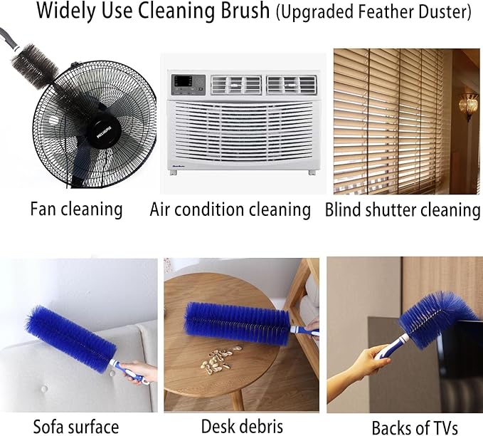 Fan Duster Cleaner Brush (Non-Disassembly Clean), Bendable Cleaning Brush for Tower/Floor/Oscillating Fans/Blind Shutter/Vent/Curtain, Multifunctional Cleaning Brush (Gray)