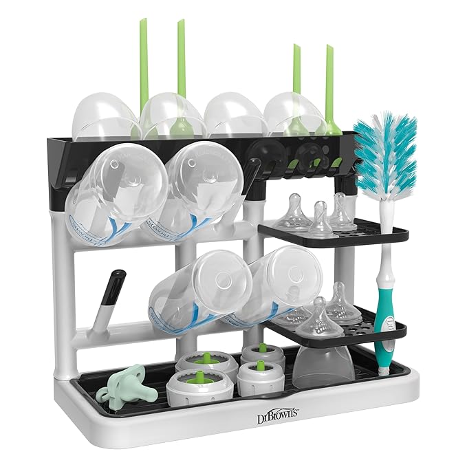 Dr. Brown's Drying Tower,Stand-Up Drying Rack,Countertop Baby Bottle-Drying with Organized Storage for Baby Essentials,Space Saving Vertical Rack,(Pack of 12)