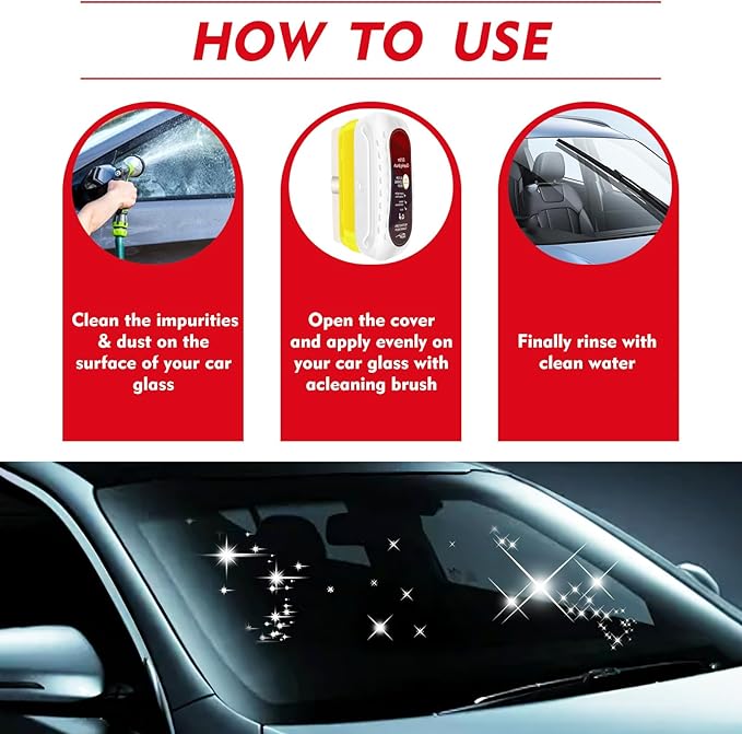 Automotive Oil Film Cleaning Brush, Upgraded Antifog & Rainproof Glass Cleaning Board, Reusable Glass Oil Film Remover for Car Windows & Windshields (White)