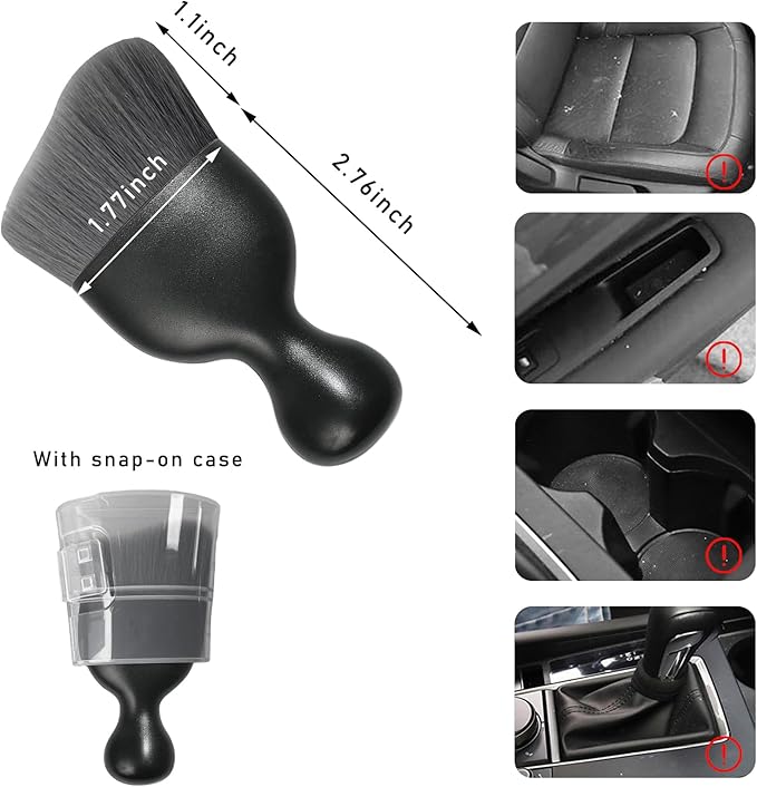 Car Interior Dust Brush, Soft Scratch Free Auto Detailing Brushes, Universal Vehicle Interior Cleaning Tool for Automotive Dashboard, Air Vents, Leather(Gray)