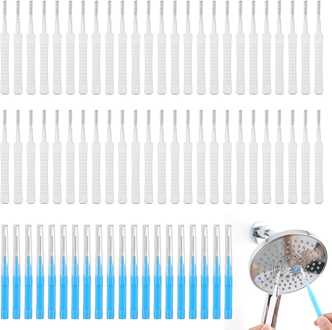 70Pcs Shower Head Cleaning Brush 2 Design Shower Head Cleaner Tool for Showerhead Small Hole Nozzle Anti-Clogging Showerhead Cleaning Brushes Picks for Tiny Nozzle Gaps Deep Clean Unclogging Brush Set