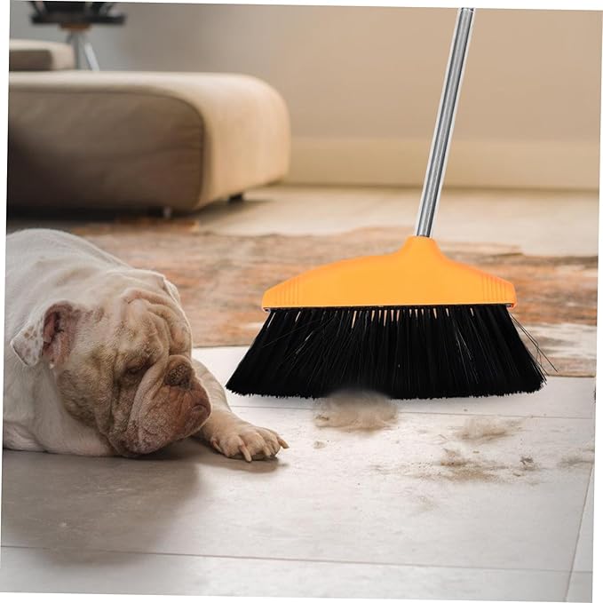 Amosfun Soft Bristle Broom with Long Handle Heavy Duty Indoor and Outdoor Sweeping Broom for Home Cleaning Non-Stick for Kitchen and Garage
